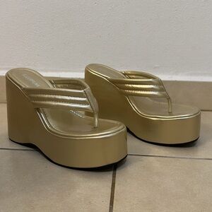 Gold Platform Wedge Sandals